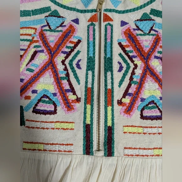 by Gryphon Anthropologie Dress Ivory Embroidered Boho Chic Dress Size Small(4) - Picture 5 of 14